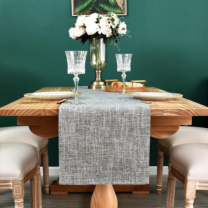 NEWISHER Reversible Double Layer Table Runner Faux Linen Fabric 13x48inch | - Image 7