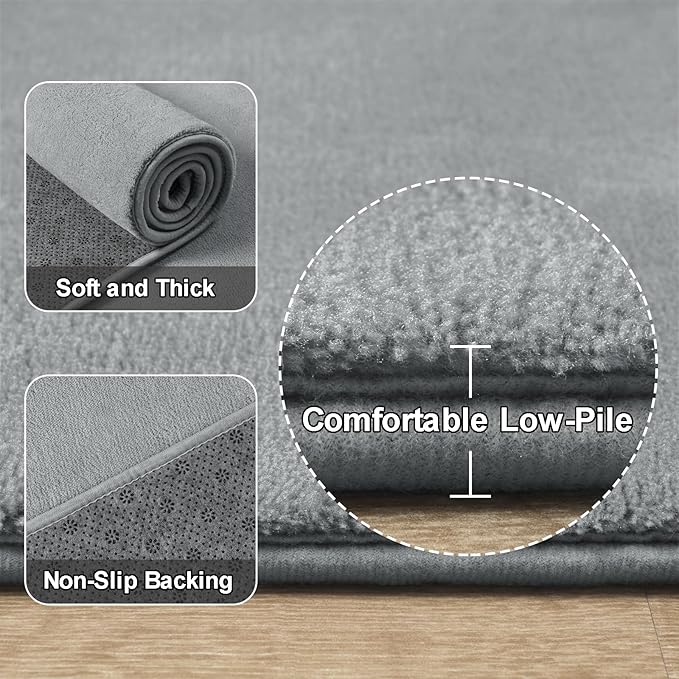 Amearea Grey Round Area Rugs 4ft Washable Circle Rugs - Image 3