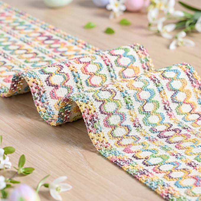 Artoid Mode Colorful Woven Farmhouse Hollow Table Runner 12x90 Inch | Holiday - Image 6