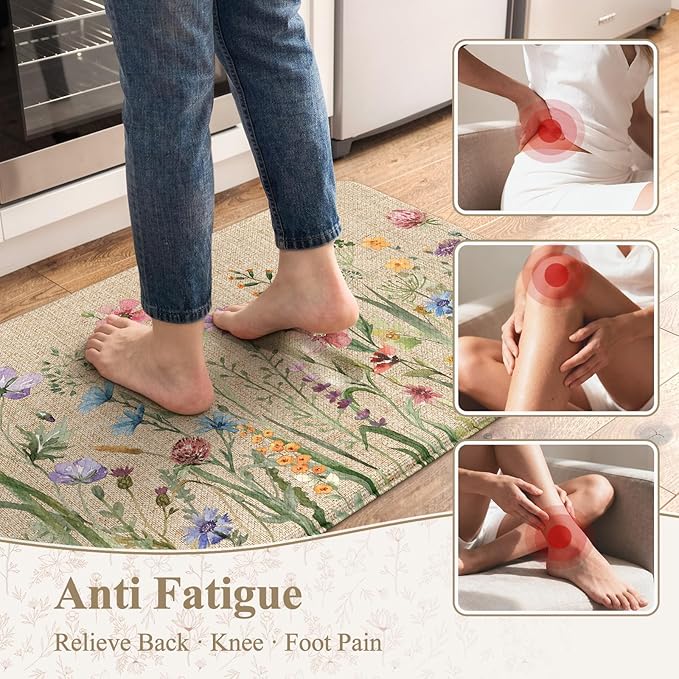 KIMODE Anti Fatigue Kitchen Mat, Farmhouse Kitchen Floor Mats Non-Slip Cushioned - Image 2
