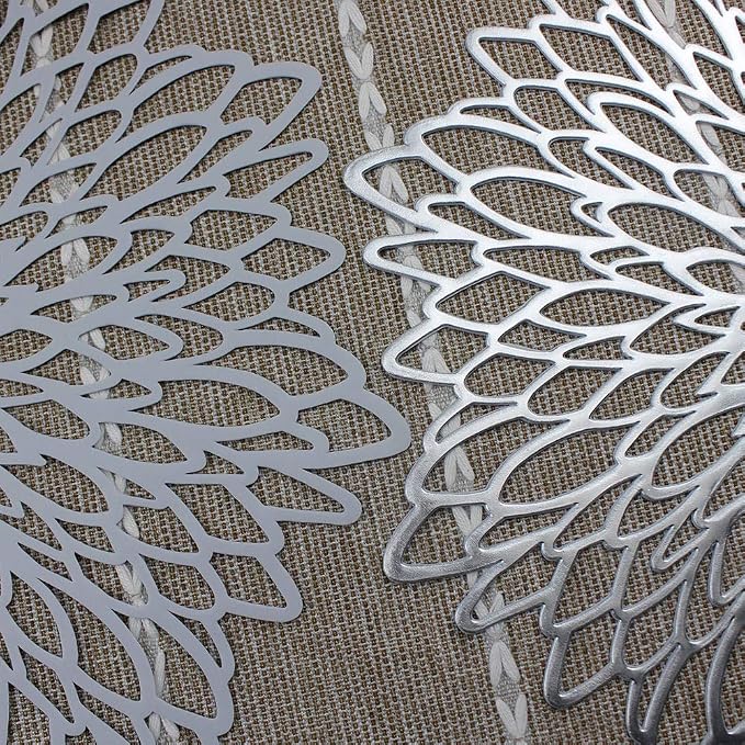 15 Inch Silver Round Placemats for Dinner Table Set of 6 | AdasBridal Placemats - Image 7
