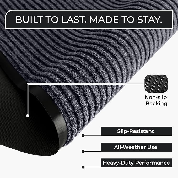 Commercial Door Mat 3'x6' Grey, Heavy Duty Industrial Floor Mat - Image 2