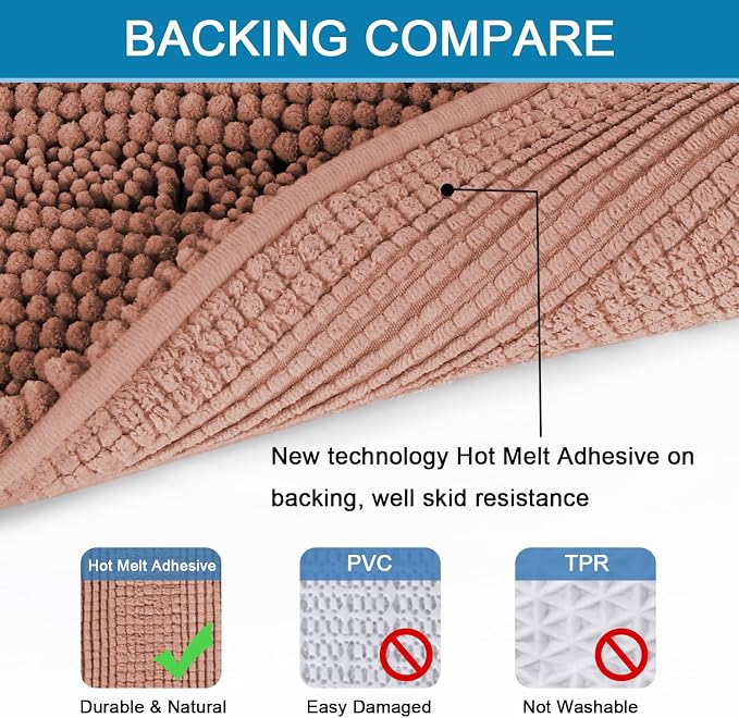 H.VERSAILTEX 2 Piece Set Bathroom Rugs Bath Mats Sets Super Absorbent Chenille - Image 4