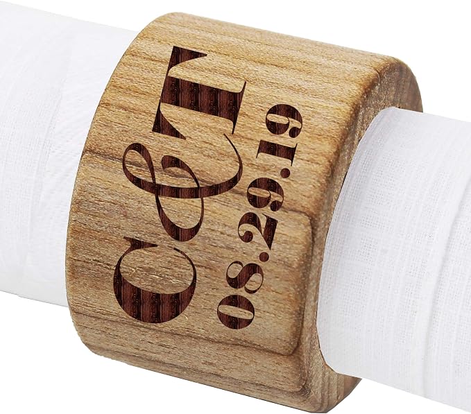 The Wedding Party Store Personalized Wood Napkin Rings - Image 2