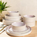 Ceramic Dinnerware Set for 4, 12-Piece Plates and Bowls Set | Lightweight by TheTerra
