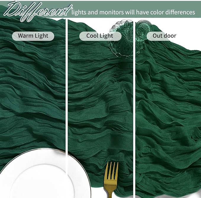 25 Pack Emerald Green Cheesecloth Table Runner 17 x 108 Inch Gauze Table Runner - Image 4