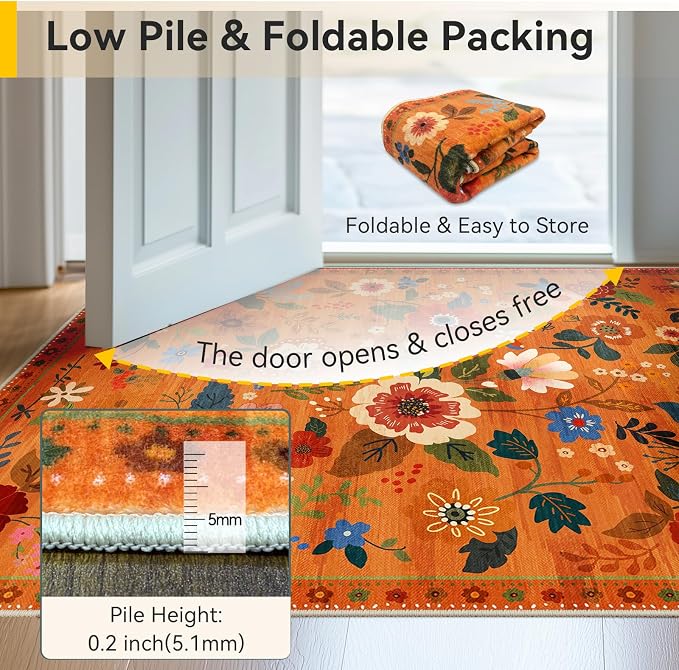 RELEANY Floral 8x10 Area Rugs Washable Print Boho Cute Carpet Non Slip Flower - Image 4