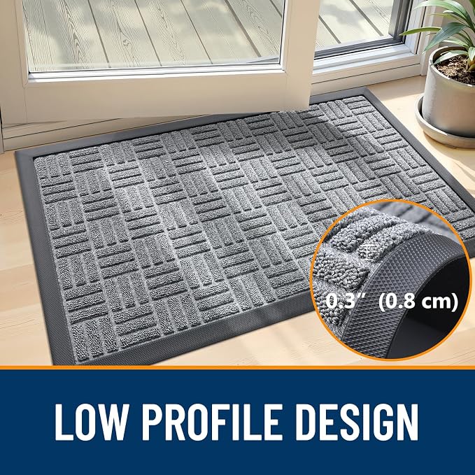 OLANLY Front Door Mat Outside Entrance 35x23, Heavy Duty Sturdy Natural Rubber - Image 4