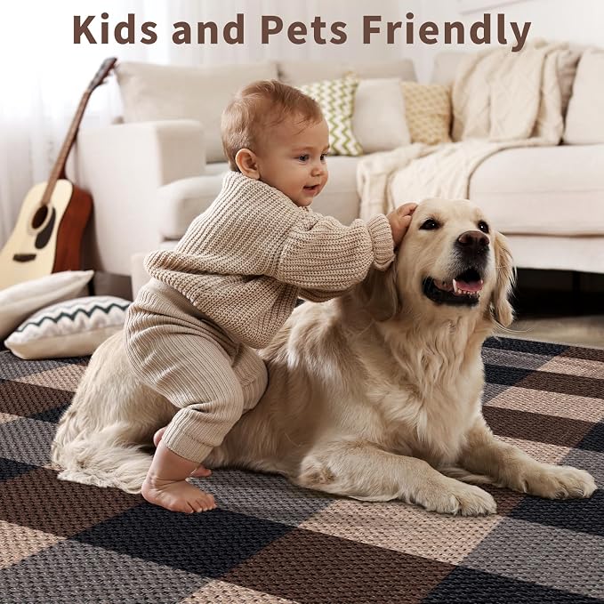 Tangsoo Checkered Easy Jute Rug, 3x5 Washable Area Rug - Image 8