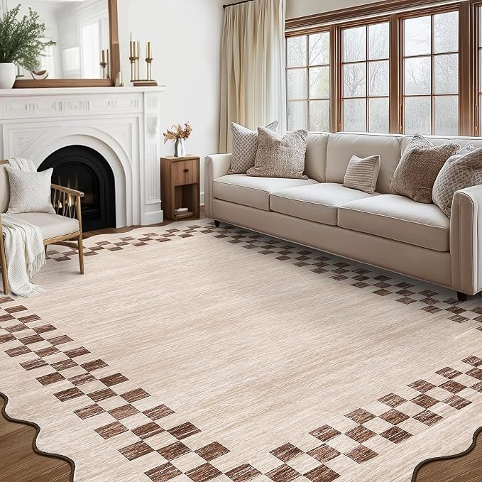 GarveeHome 8x10 Area Rug for Living Room Scalloped Washable Large Bedroom Rug - Image 2