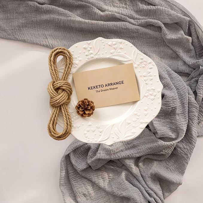Dusty Blue Cheesecloth Table Runner 120 Inches - Image 3