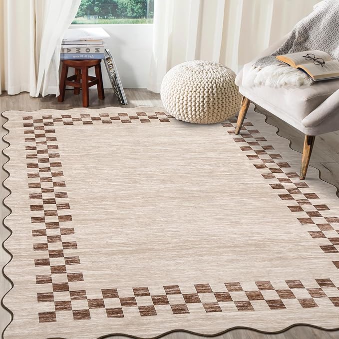 GarveeHome 8x10 Area Rug for Living Room Scalloped Washable Large Bedroom Rug - Image 8