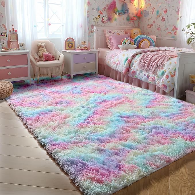 PAGISOFE 8x10 Rainbow Large Area Rug, Plush Rugs - Image 7