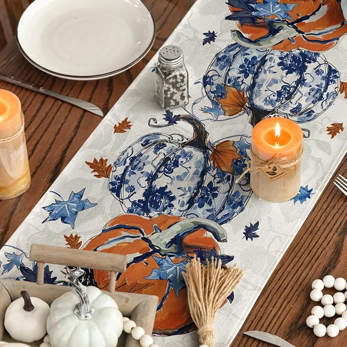 Artoid Mode 210 GSM Fall Table Runner 13x48 Inch Home Party Decor | Pumpkins - Image 4