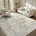 DCX 8x10 Green Rug, Machine Washable Stain Resistant Distressed Vintage Rug by DCXWashableRug