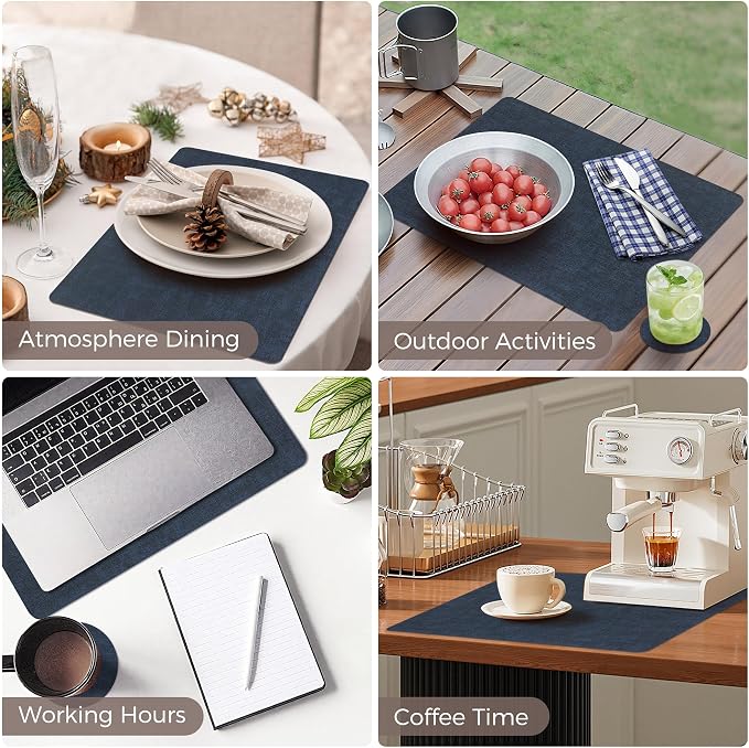 NCUE Vinyl Placemats Set of 6, Heat Resistant, Nonslip Faux Leather Waterproof - Image 6