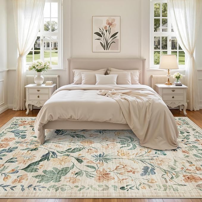 8x10 Area Rugs Washable Rug: Large Boho Living Room Rug Soft Non-Slip Low Pile - Image 3