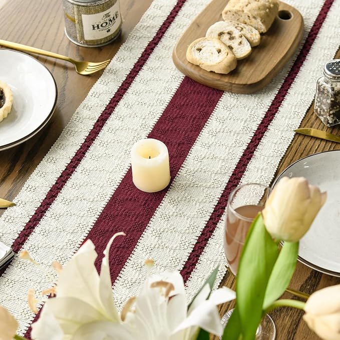 Artoid Mode Red Rustic Woven Table Runner 12x36 Inch | Holiday Farmhouse - Image 4