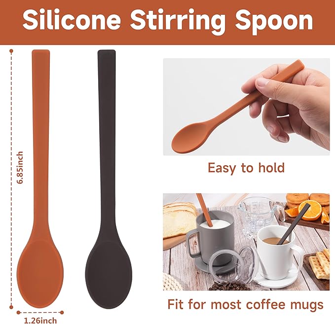 2PCs Silicone Stirring Spoons for Coffee Tea | 6.85-Inch Coffee&Espresso Spoons - Image 3