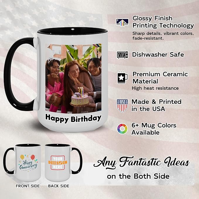 Custom Photo Mug Personalized Coffee Mugs with Photo Text Name Customized Cup Unique Gifts for Men Women Friend Family Wedding Christmas