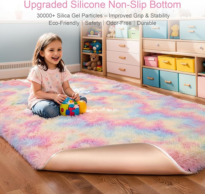 KICHOWUA Thick Area Rug 4x6 Fluffy Shag - Image 4