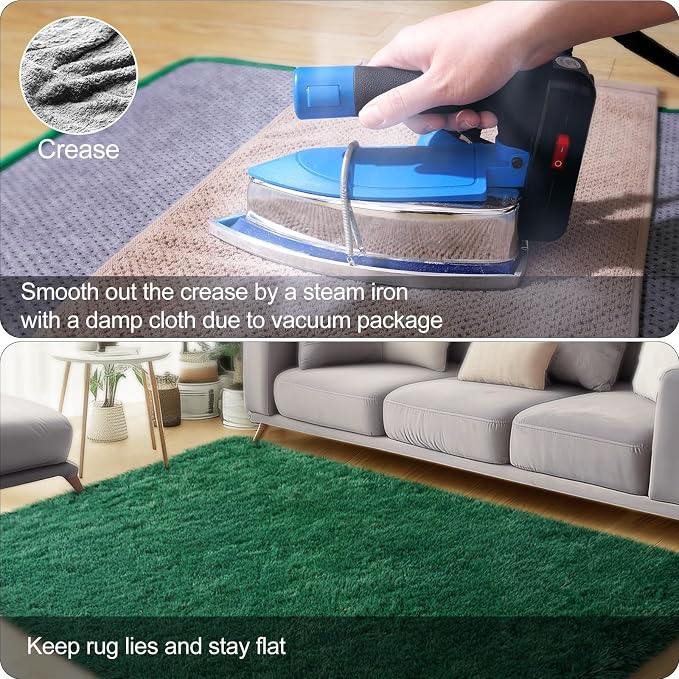qulint 4x6 Area Rug for Bedroom, Fluffy Soft Shag Green Rugs for Living Room - Image 5