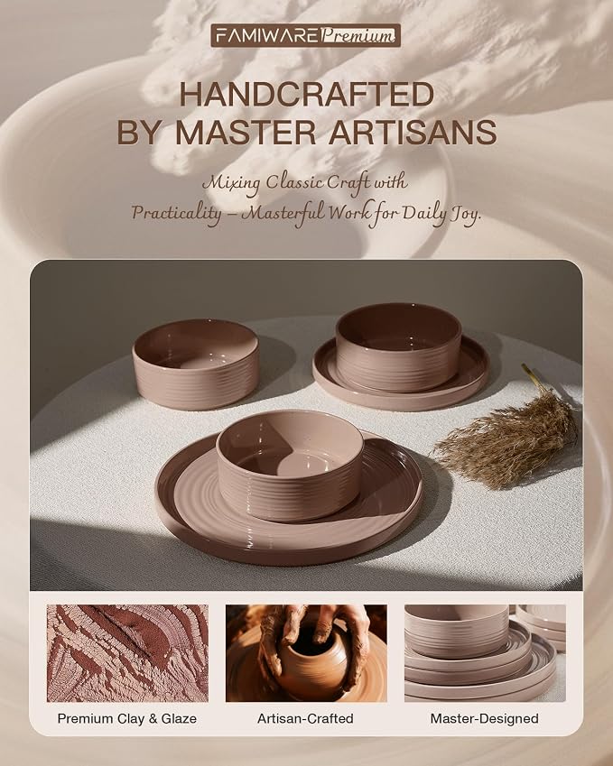 Stoneware Dinnerware Sets for 4, Plates and Bowls, Chip & Scratch Resistant - Image 6