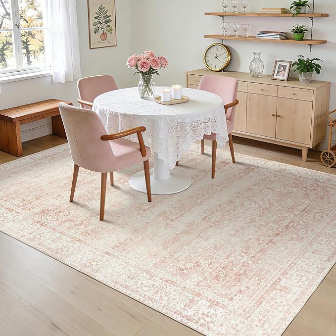 BILEEHOME Pink Washable 9x12 Area Rugs - Image 8