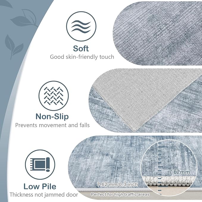 Area Rugs 9x12 Living Room: Washable Rug Modern Abstract Large Rugs Soft Non - Image 7