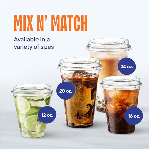 12 oz Clear Plastic Cups with Strawless Sip Lids - Image 7