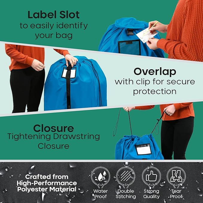 reperkid Medium Stroller Bag for Airplane Travel, Blue, 42" H x26 W x13 D, Fits Most Single Strollers Including Jogging & Standard Models – Premium Waterproof Cover, Adjustable Shoulder Straps
