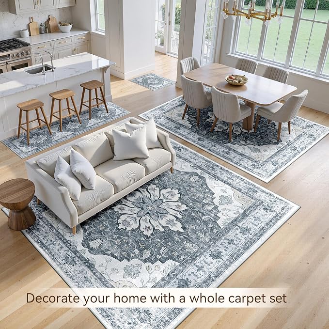 RELEANY Area Rugs Runner 2'x10' Washable Non-Slip, Floral Vintage Distress - Image 4