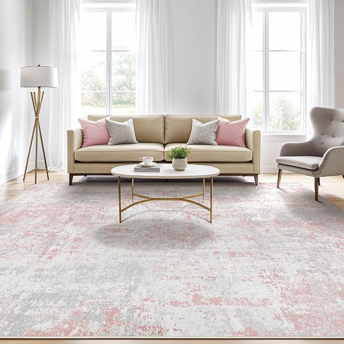 7x9 Area Rugs Living Room: Washable Large Abstract Neutral Modern Soft Rugs - Image 5