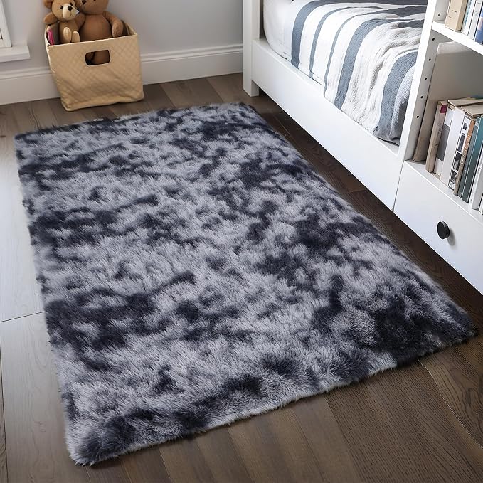 KICHOWUA 5x8 Dark Grey Fluffy Shag Rug - Image 9