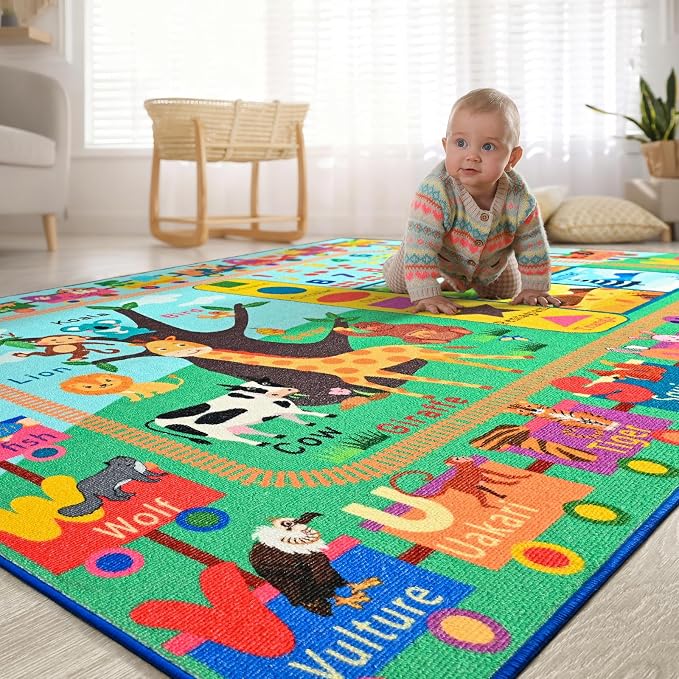 Kids Rug for Playroom, 3x5 ABC Educational Carpet for Classroom, Fun Alphabet - Image 8