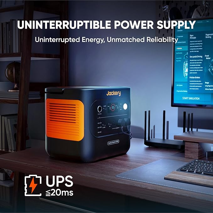 Jackery Explorer 2000 v2 Solar Generator and 500W Solar Panel, 2042Wh LiFePO4 Power Station, 2200W AC Output, 1 Hour Fast Charging for Emergencies, Power Outages, Camping