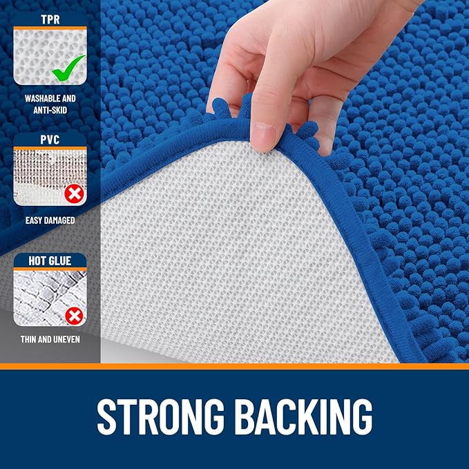 OLANLY Bathroom Runner Rugs 59x20, Soft Absorbent Chenille Bath Rugs, Rubber - Image 6