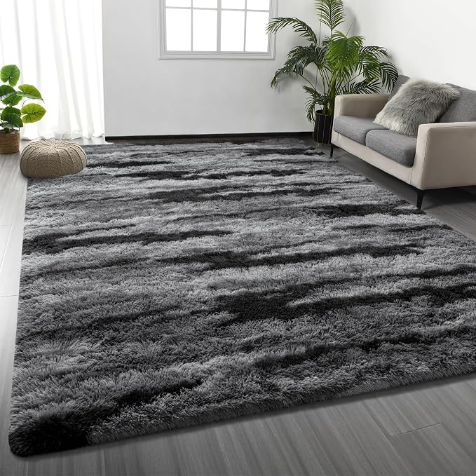 Deerhoo Large Shag Area Rugs 5 x 8, Tie-Dyed Plush Fuzzy Rugs by Deerhoo