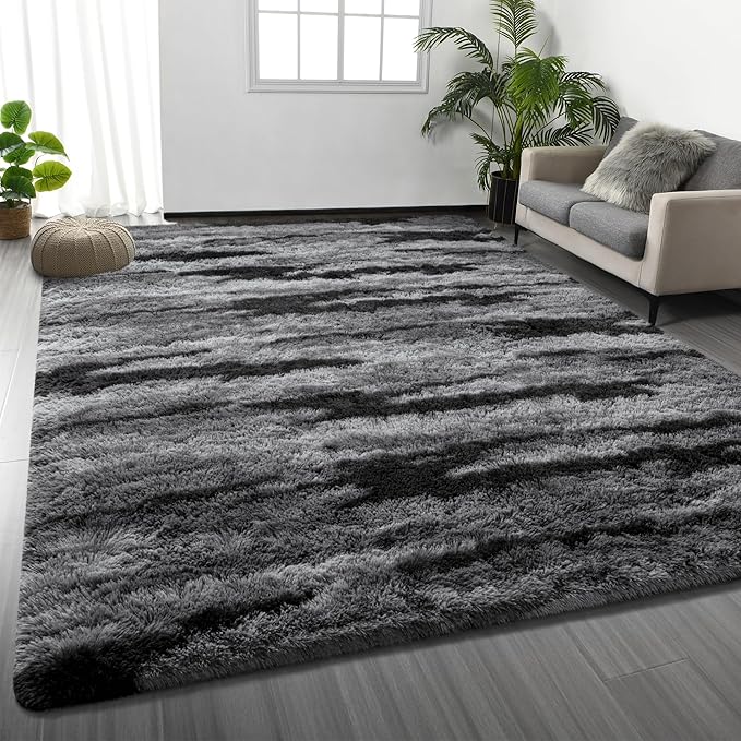 Deerhoo Large Shag Area Rugs 6 x 9, Tie-Dyed Plush Fuzzy Rugs by Deerhoo