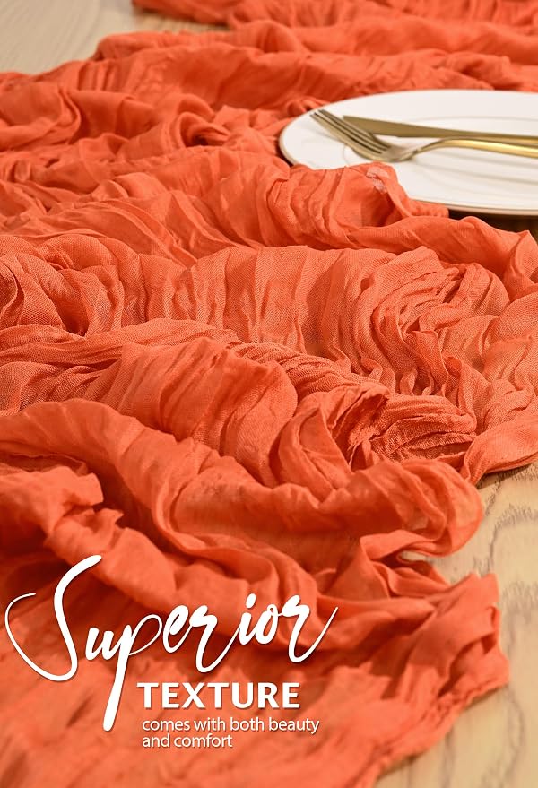 4 Pack Cheesecloth Table Runner 10FT Orange Table Runner Boho Gauze Cheese - Image 4