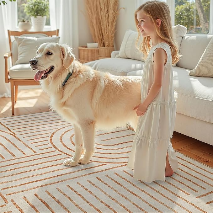 DCX Abstract Machine Washable 5x7 Rug, Soft Low Pile Non Slip Carpet, Kid & Pet - Image 5
