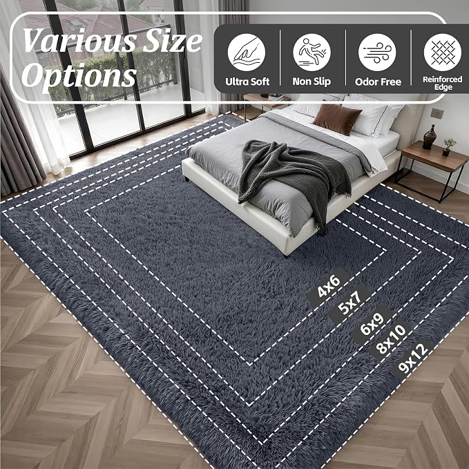 Fluffy Area Rugs 9x12 Living Room Bedroom: Ultra Soft Shag Rug Upgrade Non-Slip - Image 9