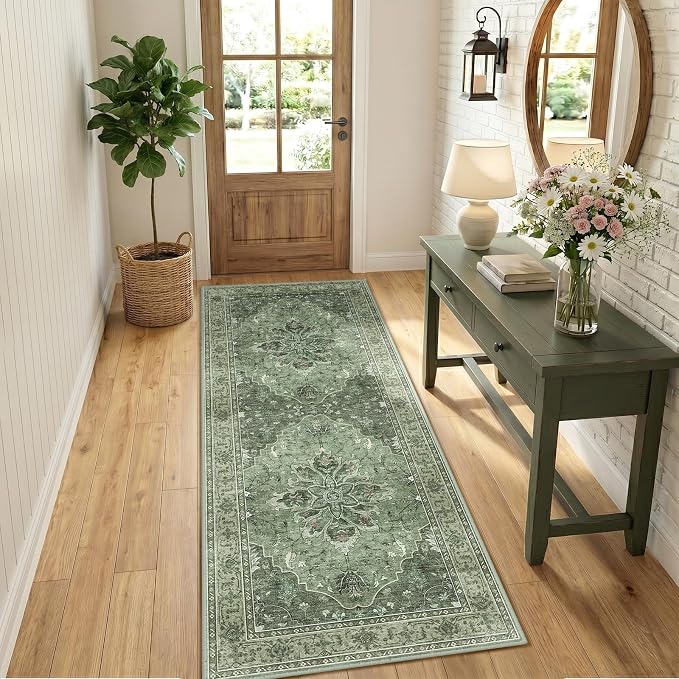 RELEANY Area Rugs Runner 2'x6' Washable Non-Slip, Floral Vintage Distress - Image 3