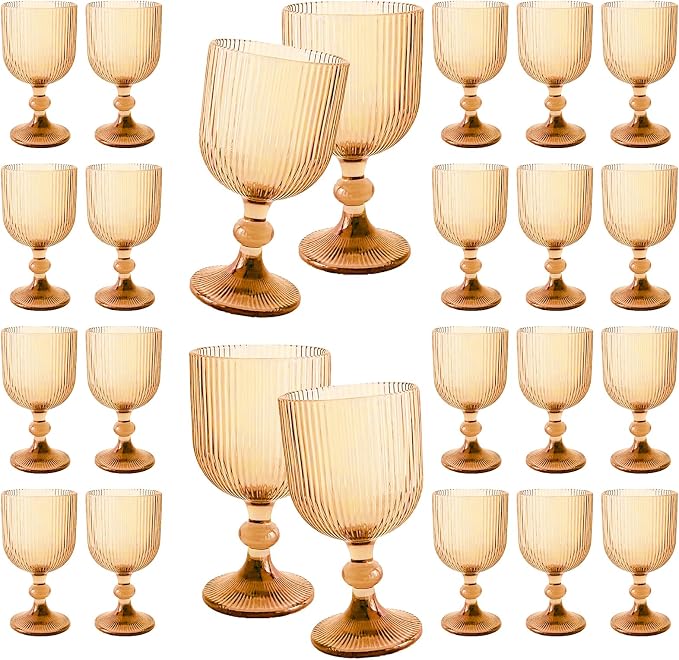 24 Pcs Vintage Wine Glasses, 11 Ounces Colored Glass Water Goblets, Colorful by XKXKKE
