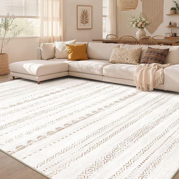 Nakagishi 10x14 Area Rugs Living Room: Washable Boho Large Neutral Modern Soft by NakagishiAreaRug
