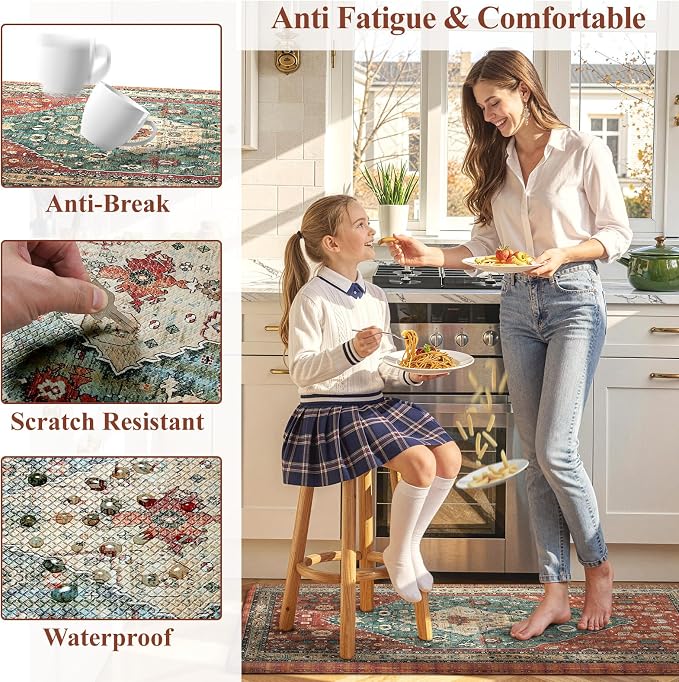 Collive Boho Kitchen Mats 2PCS, Cushioned Kitchen Mat - Image 6