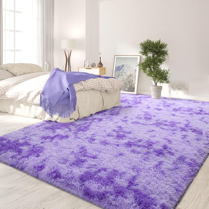 FlyDOIT Purple Tie-Dyed 9x12 Feet Large Rugs - Image 3
