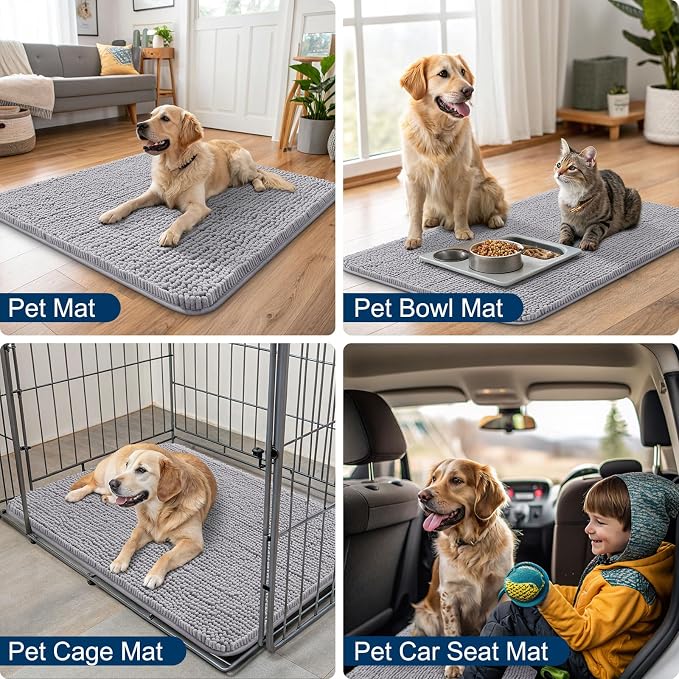 Smiry Dog Door Mat for Muddy Paws 70x24, Absorbent Dirt Trapper, Non-Slip - Image 6