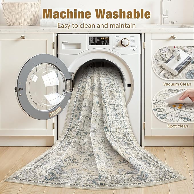 cotiled 10x14 Area Rug Machine Washable Vintage Carpet - Image 3