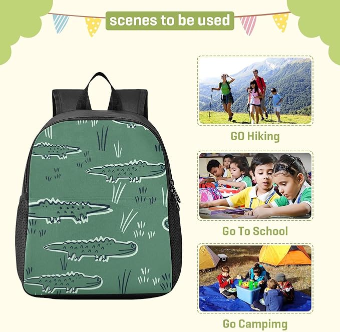 Cute Alligator Crocodile Toddler Backpack Waterproof Mini Backpack Boys/Girls Cute Small Backpack Kindergarten Pre School Bags (M